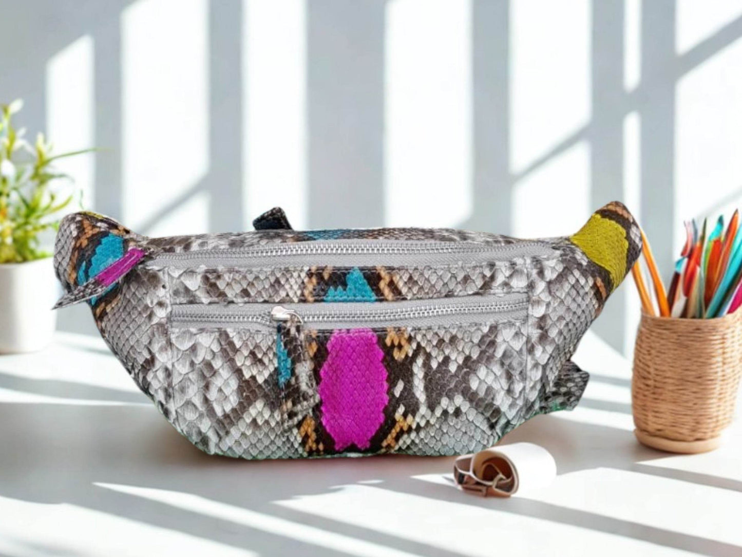 Python Snakeskin Men's Waist Cross Bag - LFM Fashion