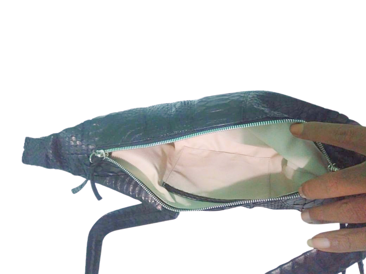 Snakeskin Leather Croissant Bag - 6