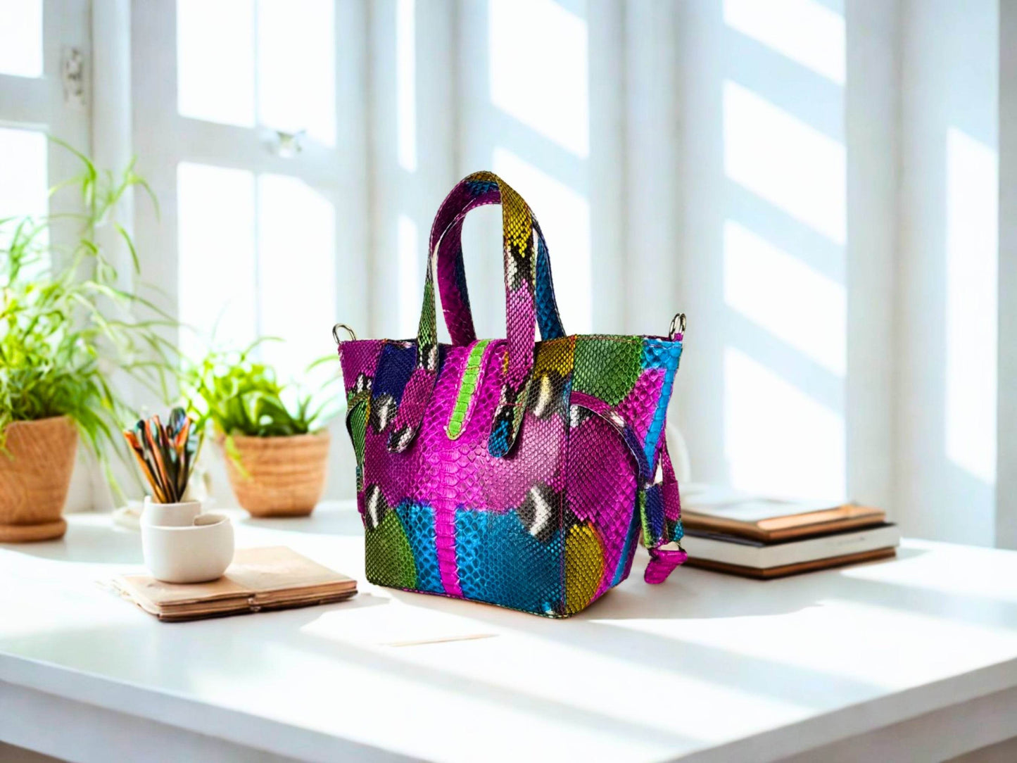 Snakeskin Tote Shoulder Handbag - LFM Fashion