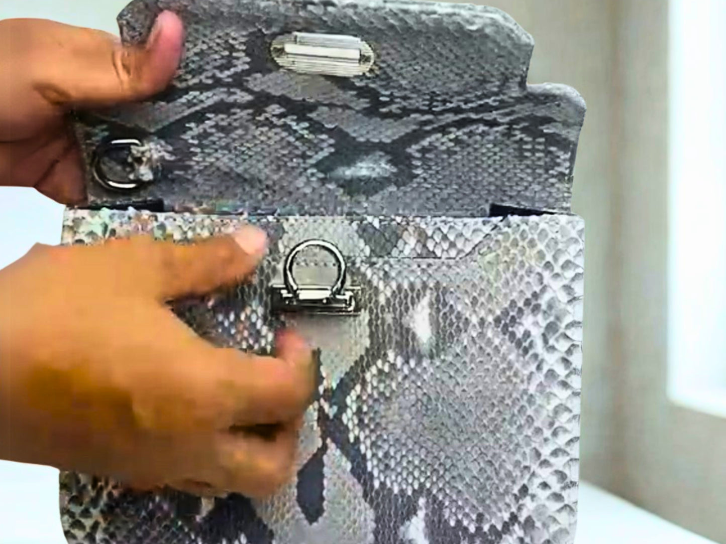 Designer Python Clutch Bags view on flap is open