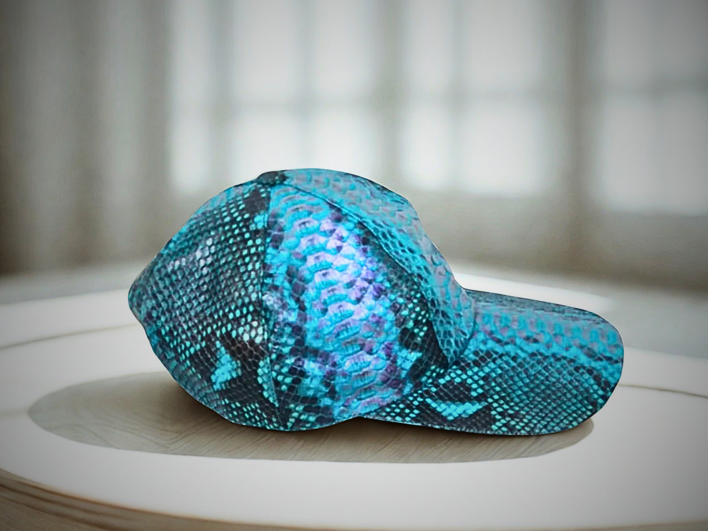 Snakeskin Trucker Hats - Turquoise