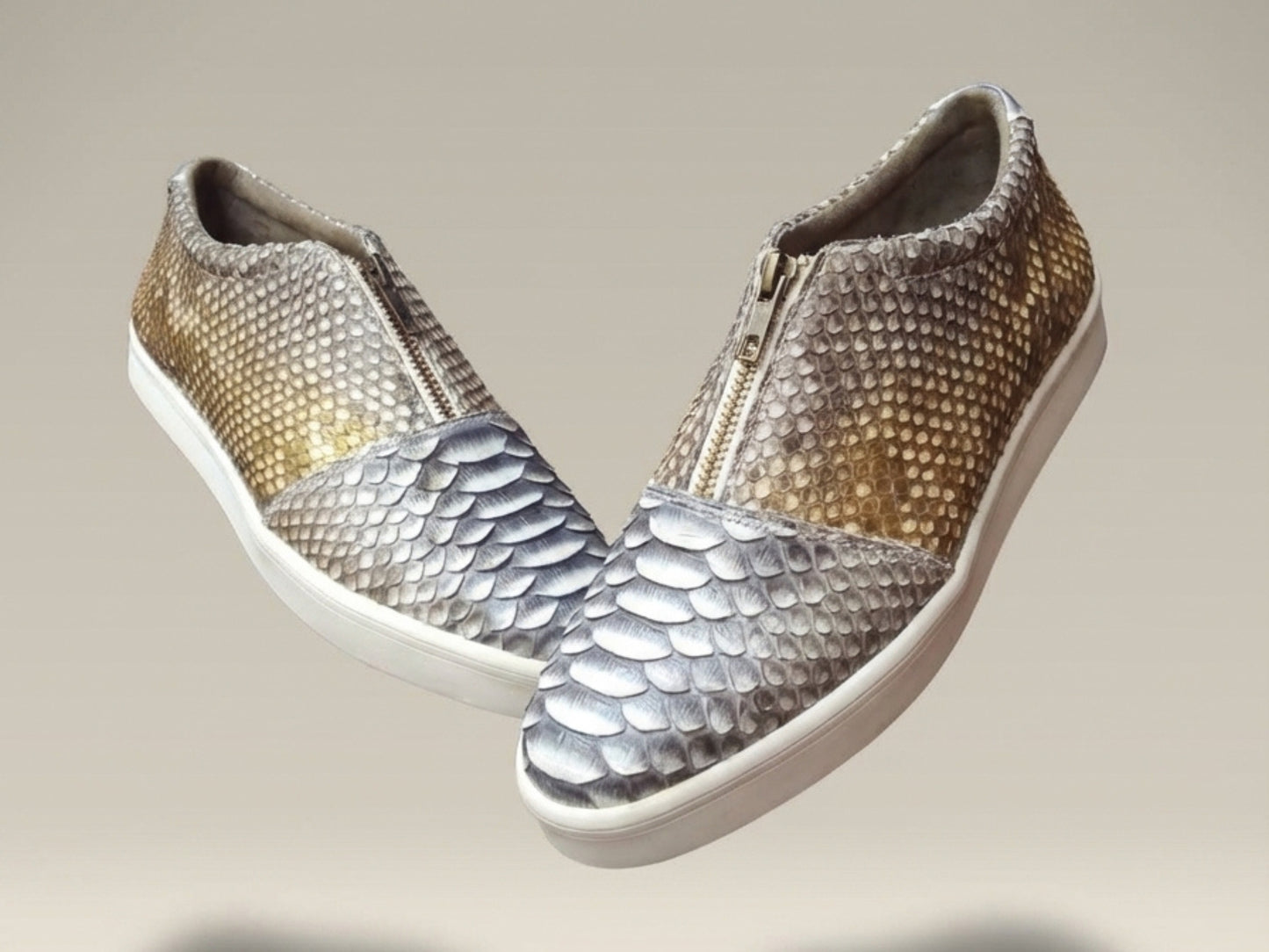 Genuine Python Snakeskin Zipper Loafers for Women