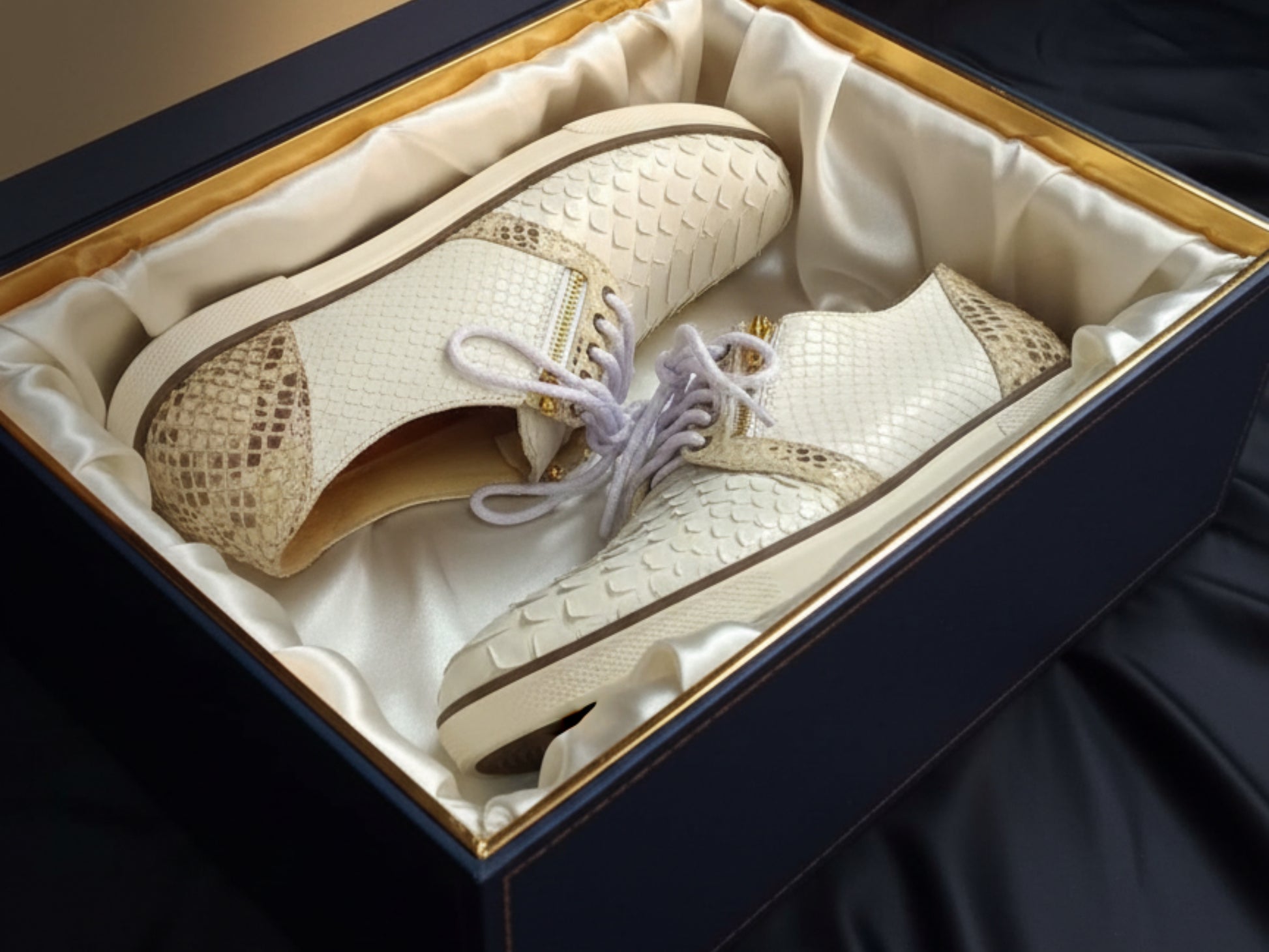 White Python Snakeskin Sneakers: Unisex Casual Designer Style