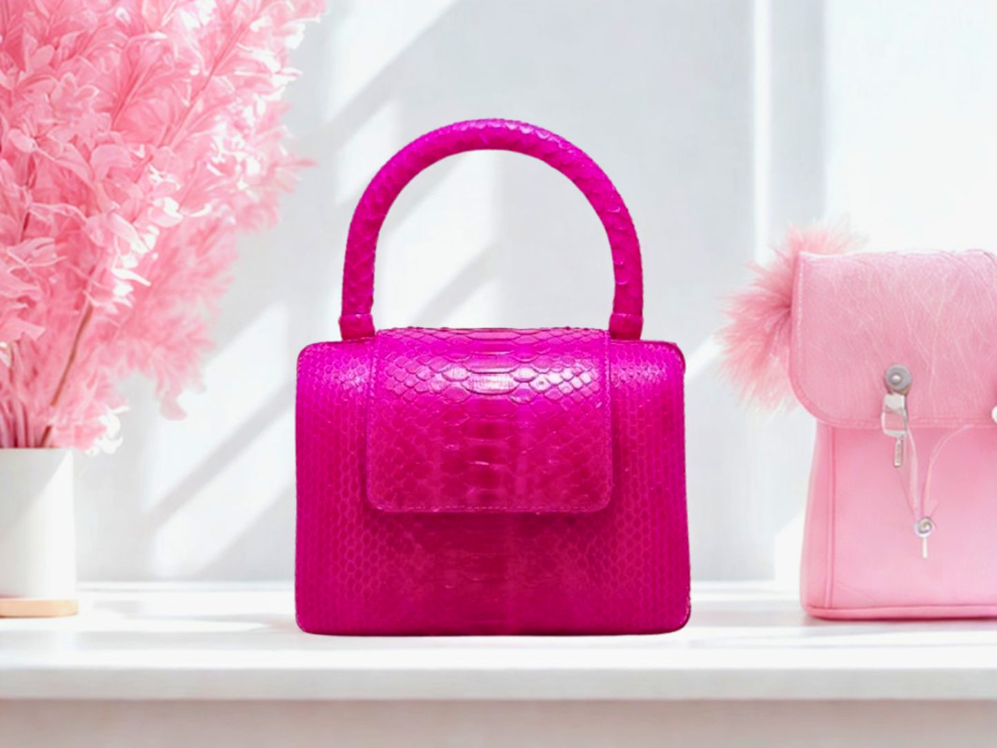Aesthetic Snakeskin Bag - Fuchsia Color