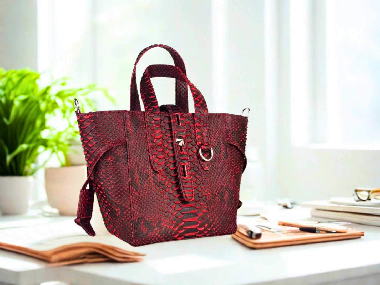 Snakeskin Tote Shoulder Handbag - LFM Fashion