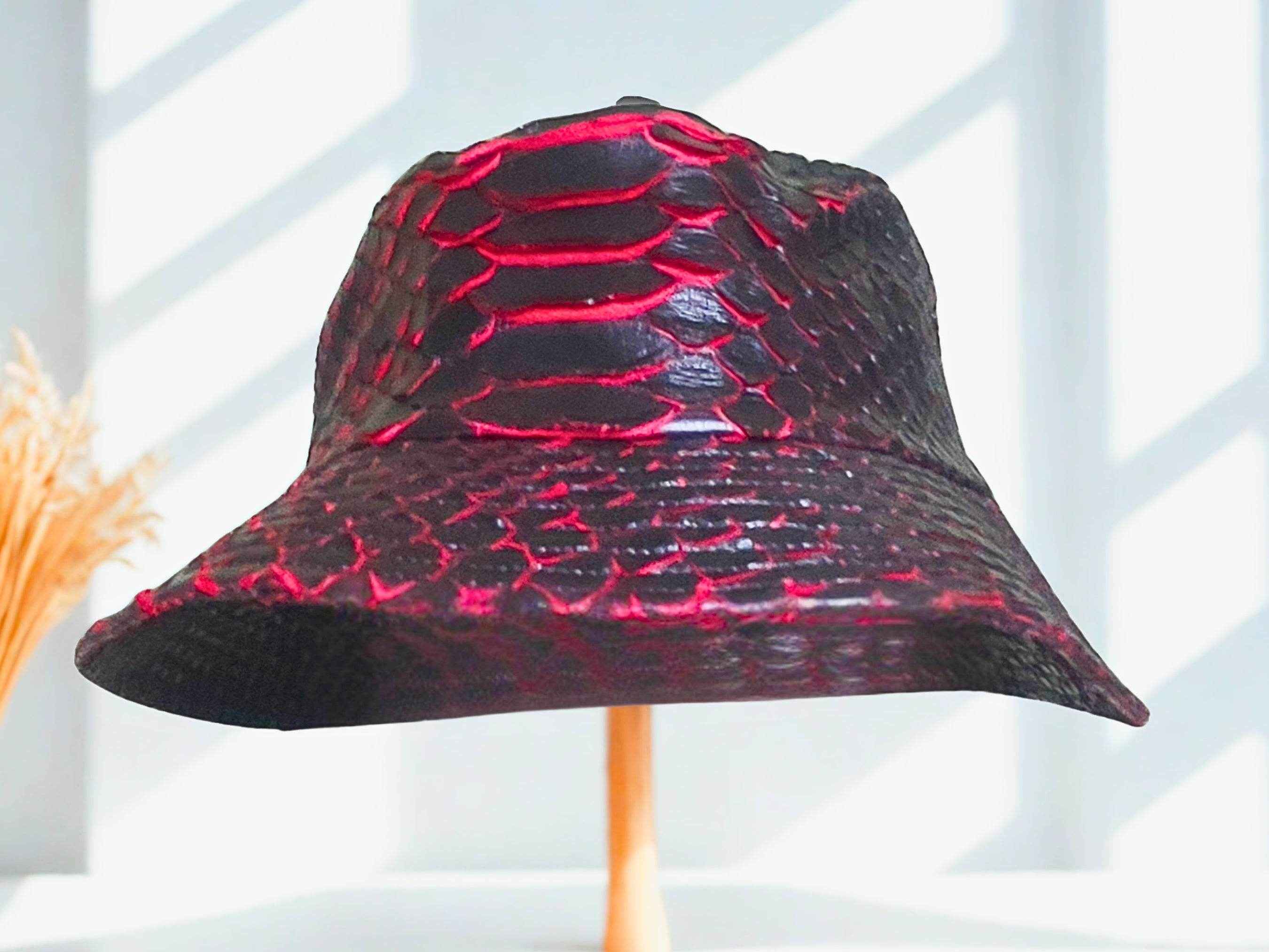 Vintage Genuine Leather and Snake Two Tone Bucket Hat Breyer main image 4