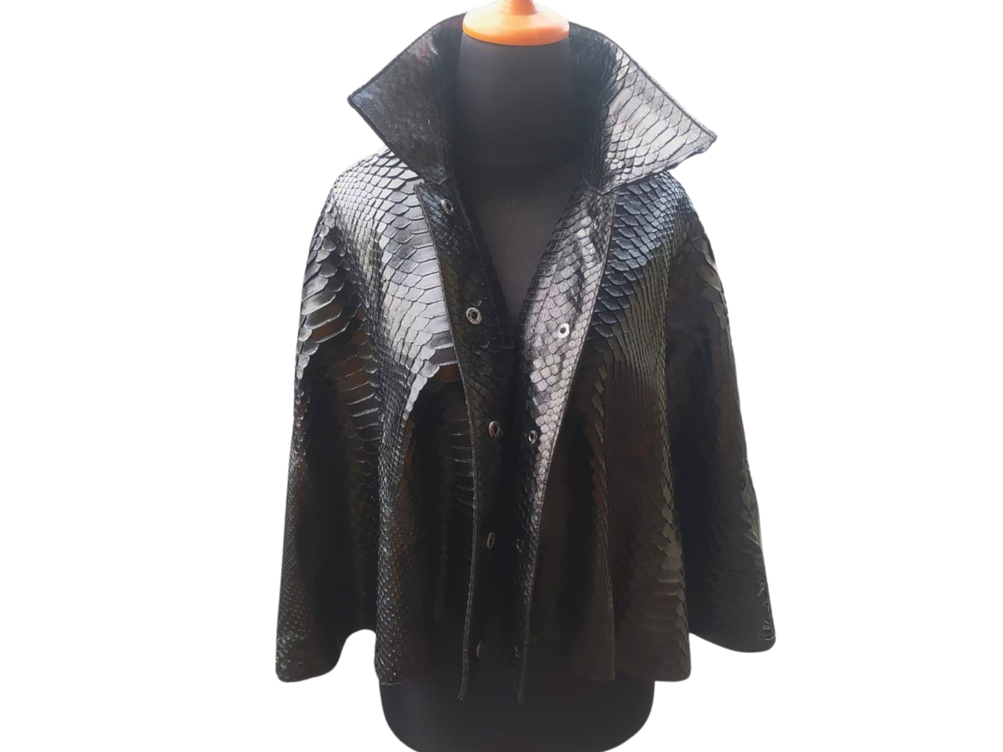 Snakeskin Short Leather Cape - 1