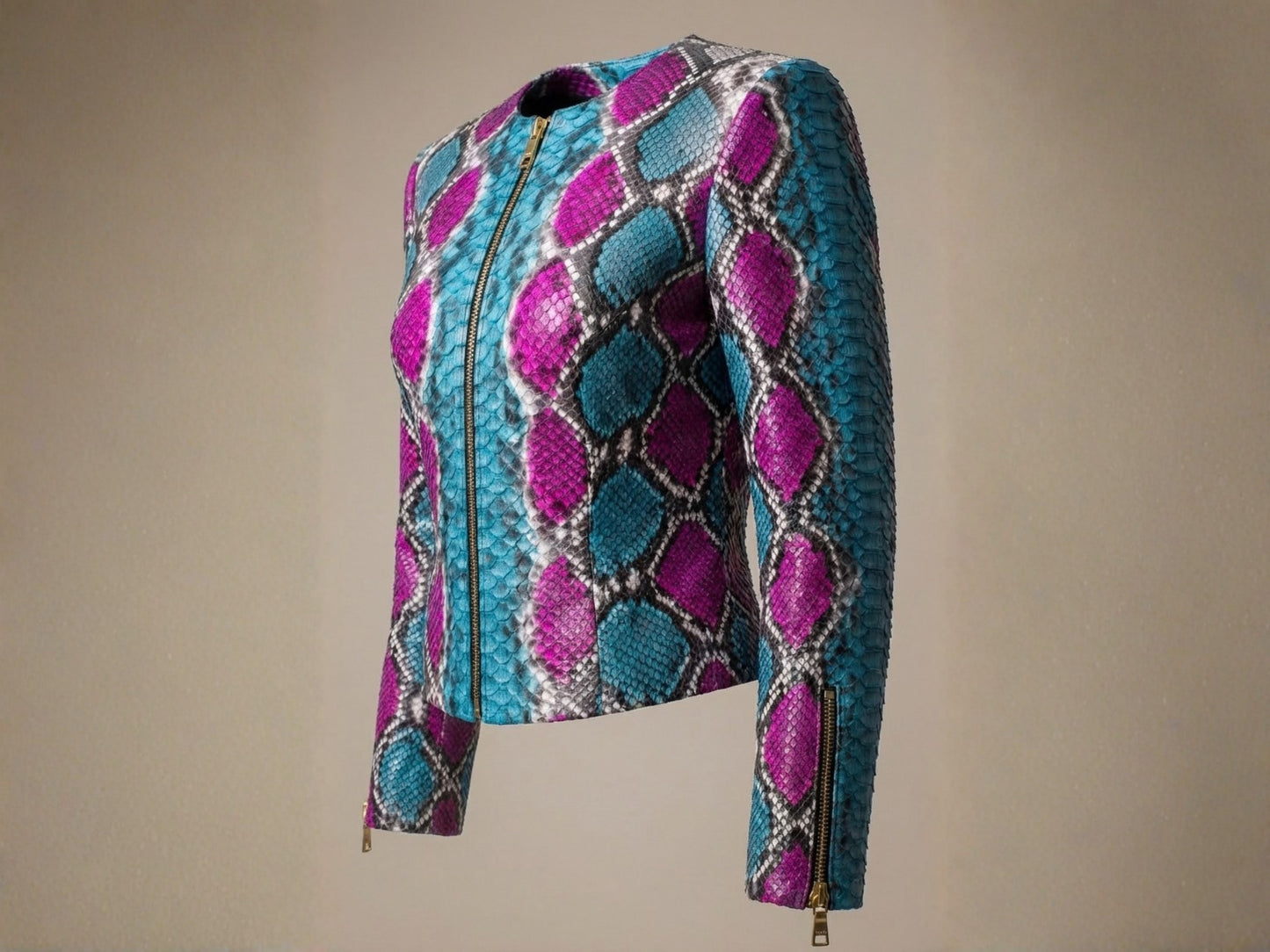 Turquoise Magenta Python Snakeskin Jacket