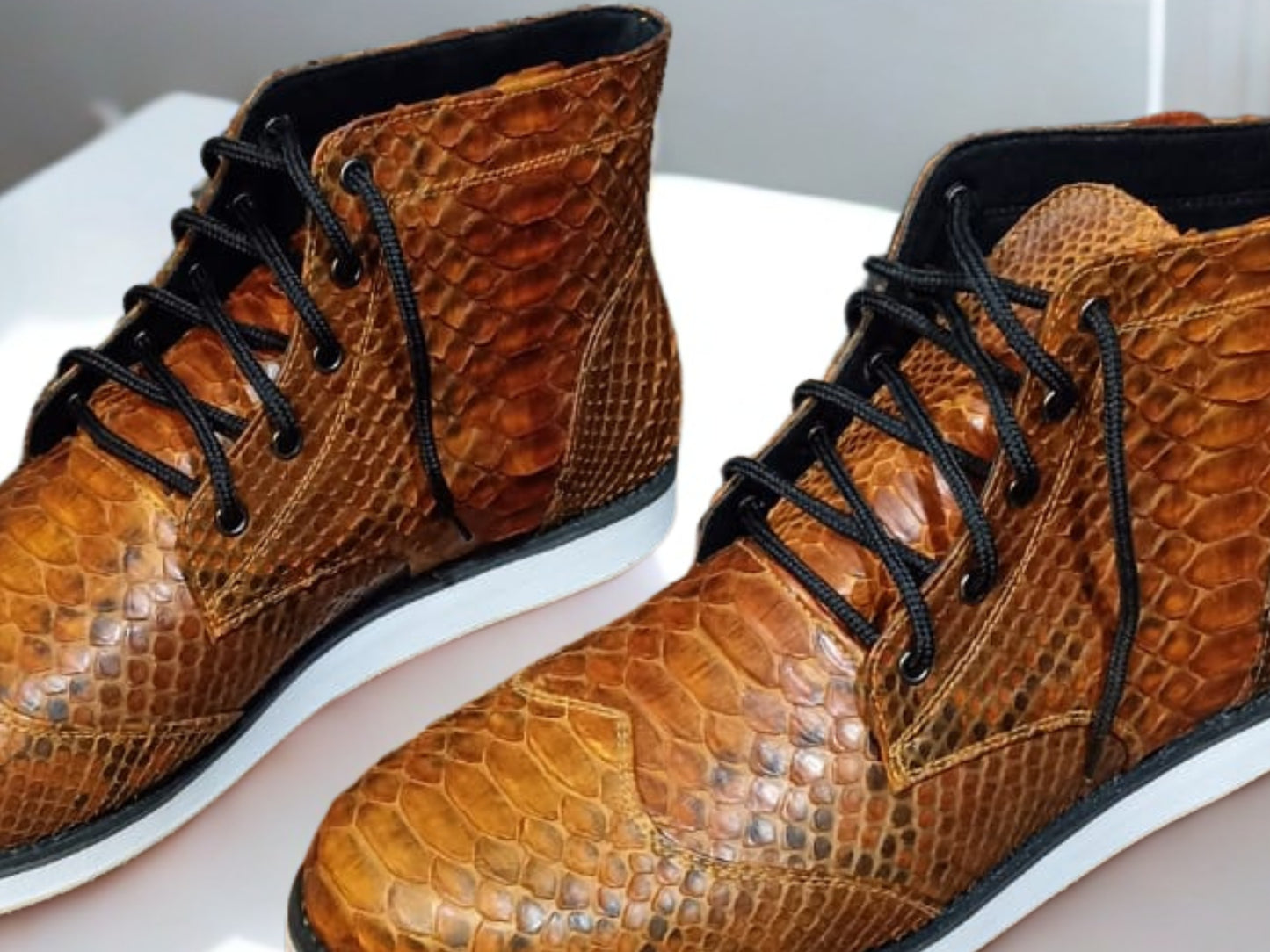 Brown Snakeskin Boots - 1