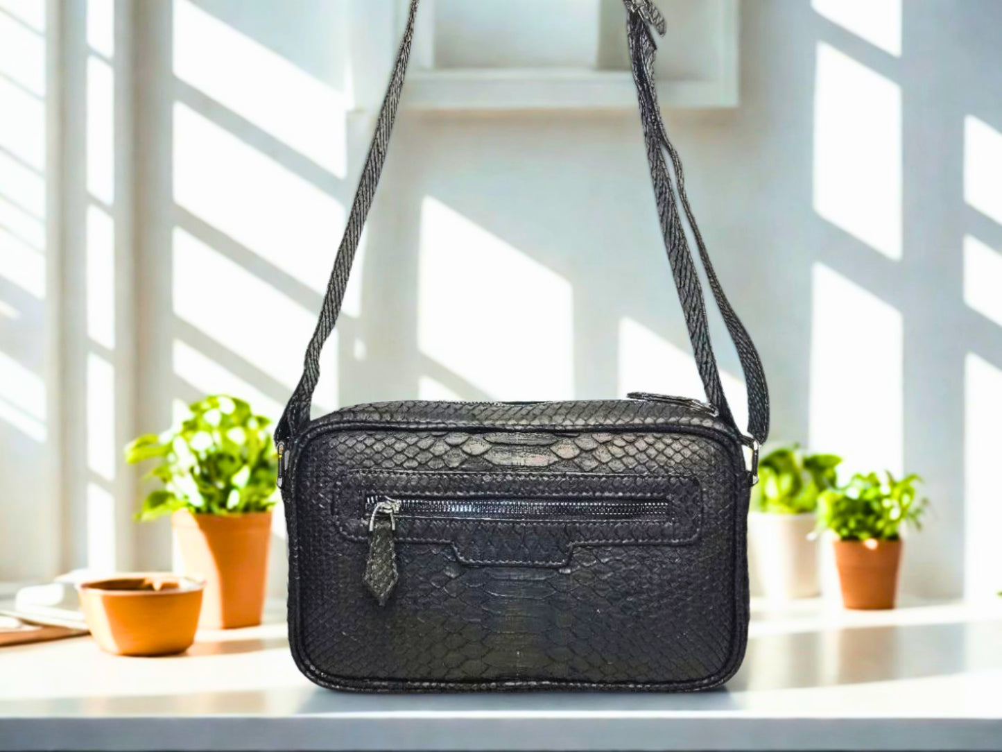 Snakeskin Shoulder Clutch Bag for Men - 2