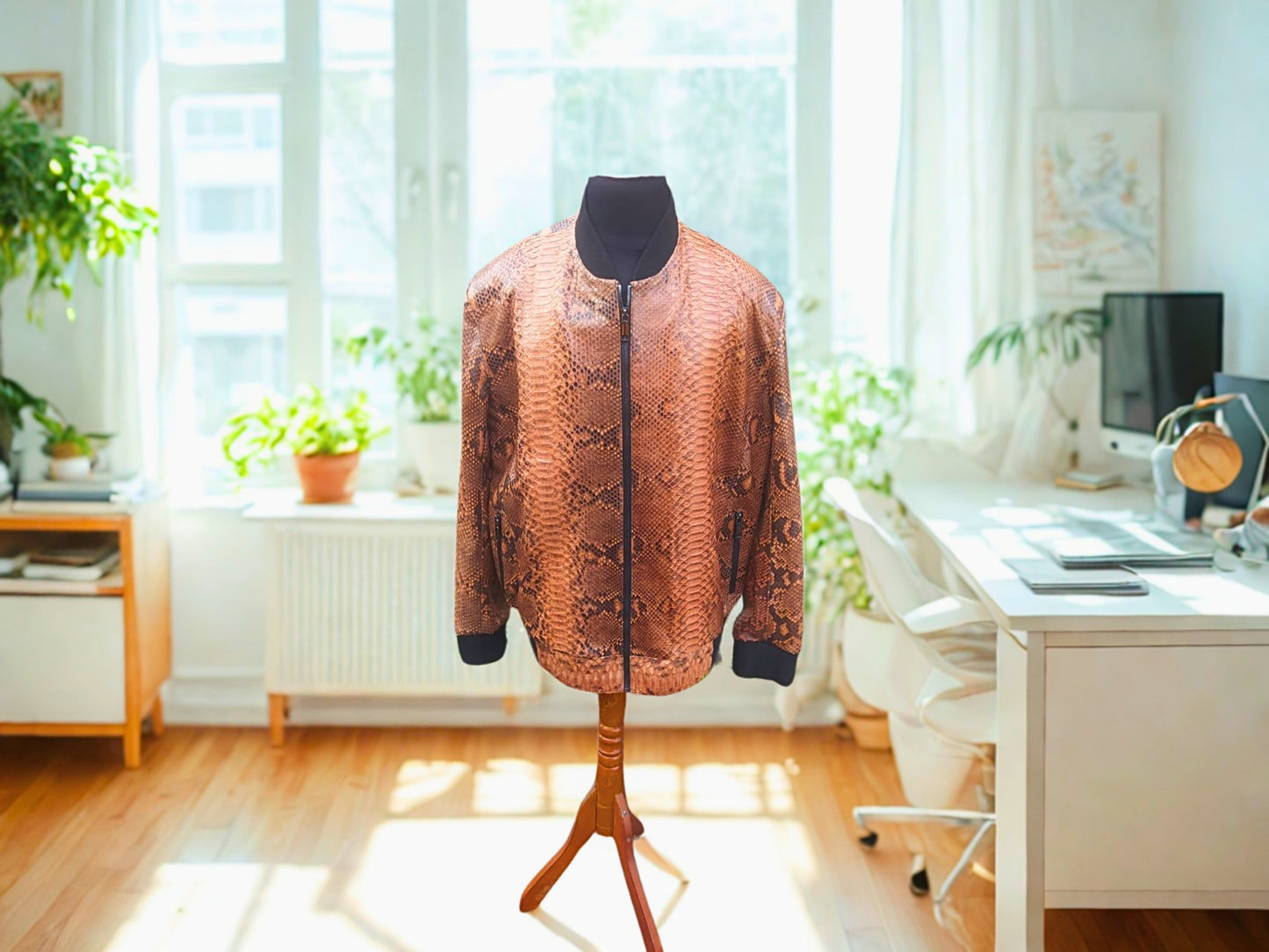 Brown Bomber Leather Jacket - 3