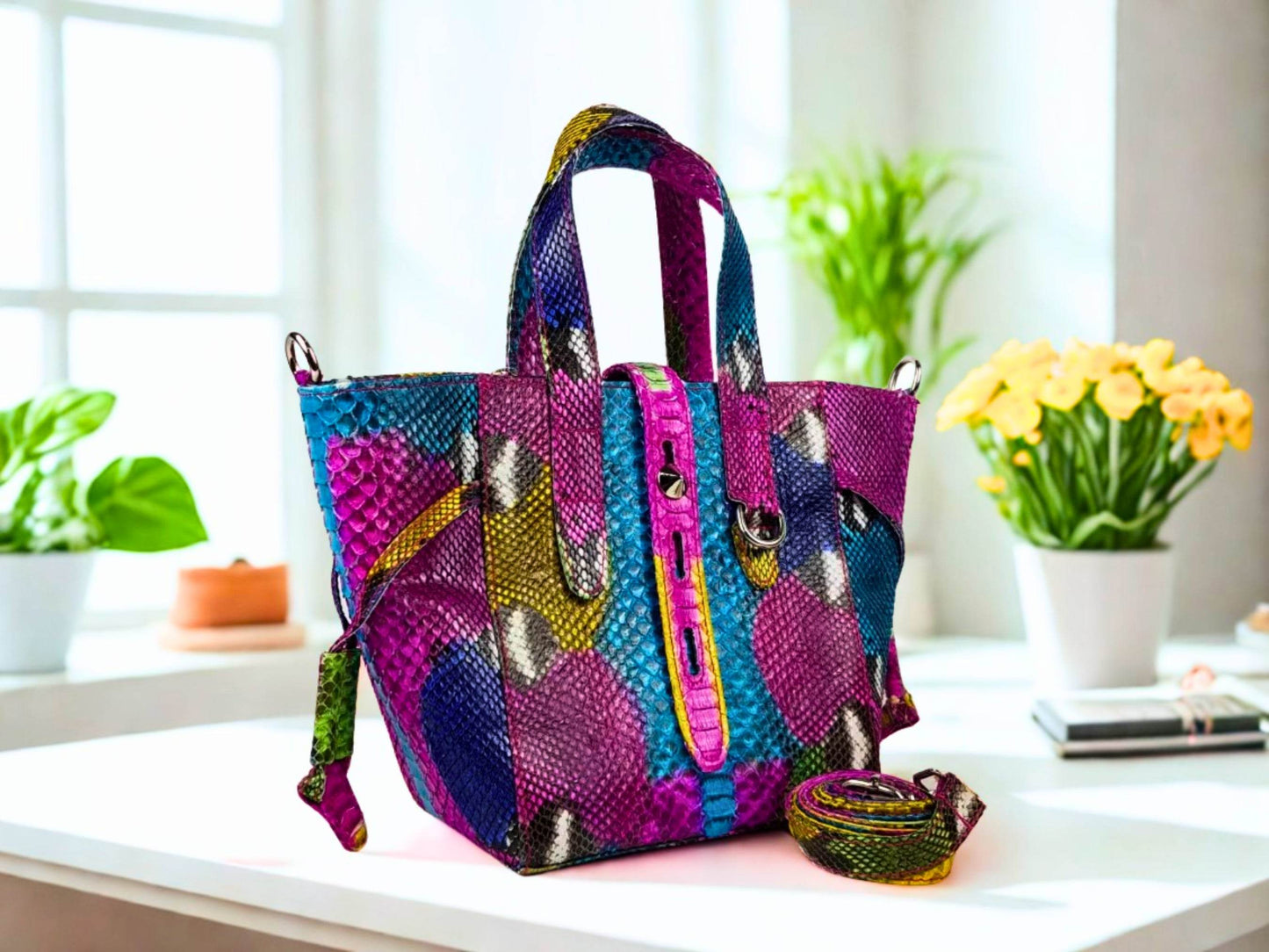 Snakeskin Tote Shoulder Handbag - LFM Fashion