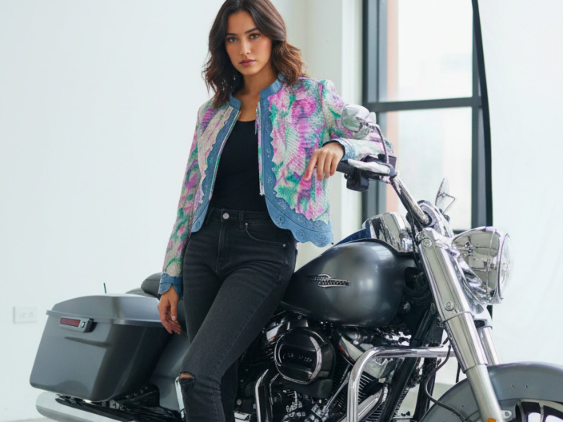 Tie Dye Python Snakeskin Leather Jacket: Genuine Exotic Leather Cropped Blazer with Blue Trim