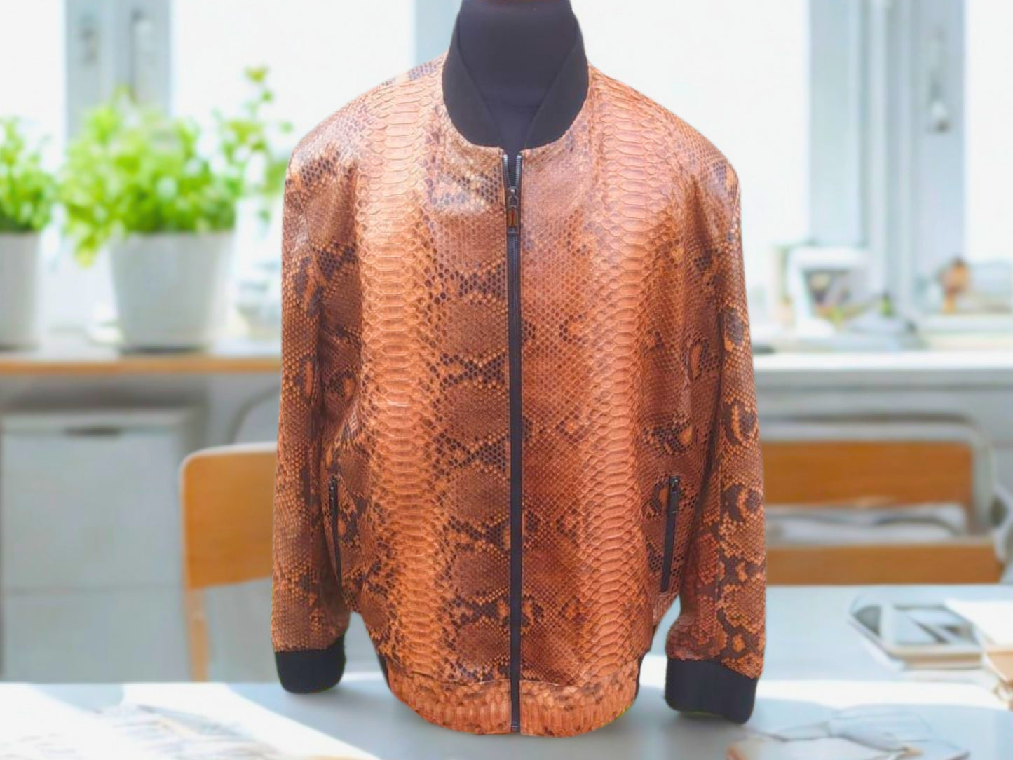 Brown Bomber Leather Jacket - 5