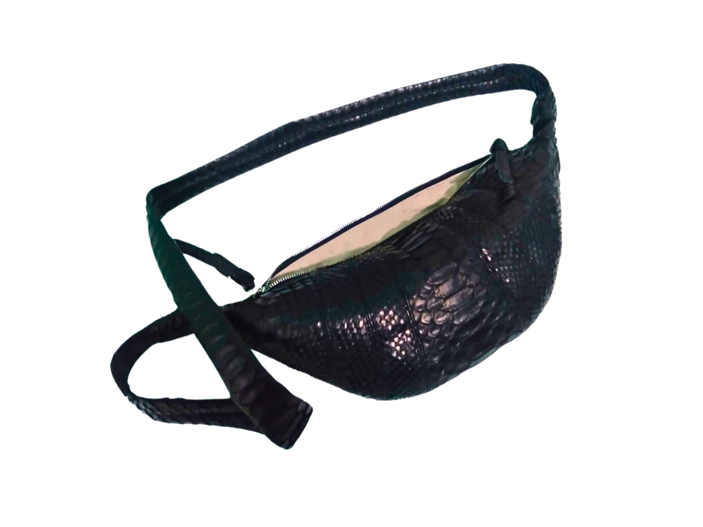 Snakeskin Leather Croissant Bag - 2