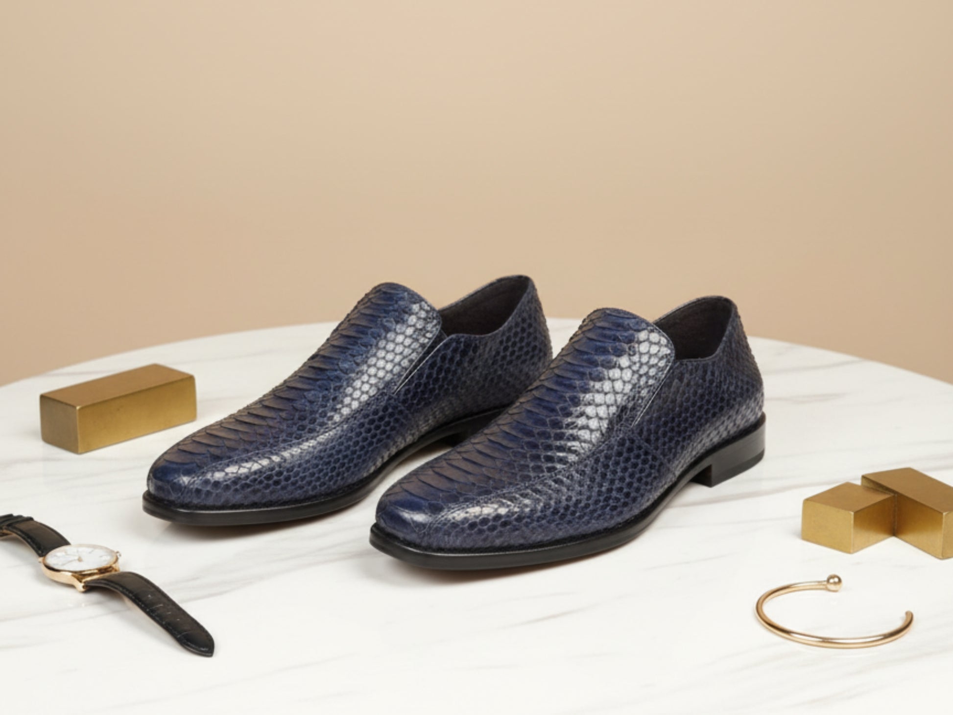 Men Python Snakeskin Oxford Shoes: Handmade Formal Slip-On Loafers