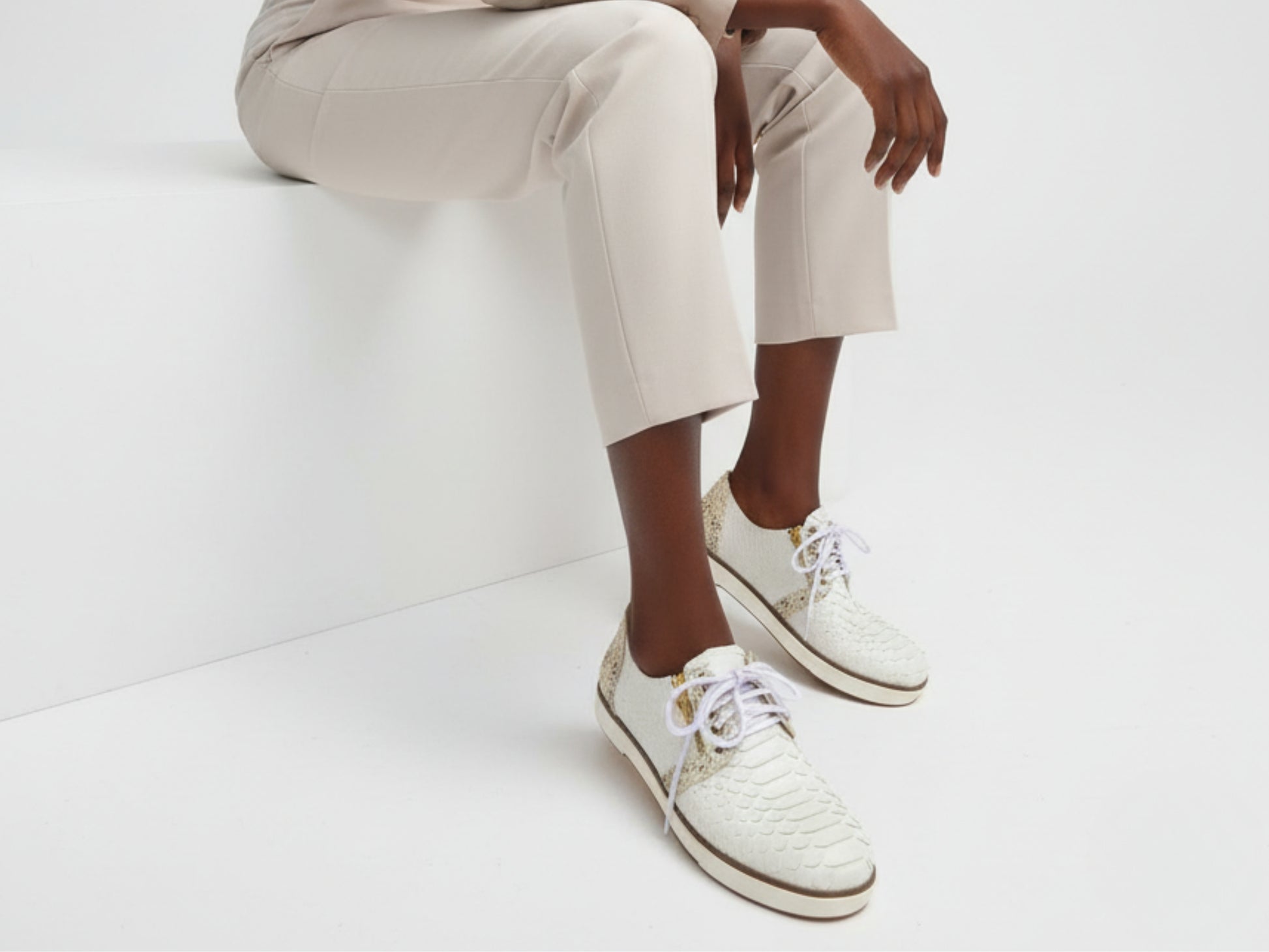 White Python Snakeskin Sneakers: Unisex Casual Designer Style