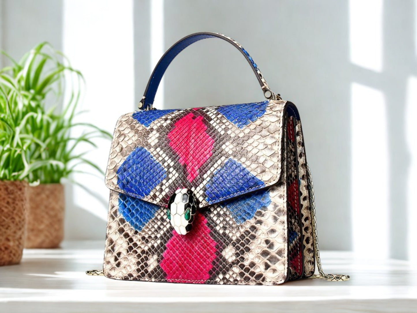 Python Handbag Chain Strap - multicolor