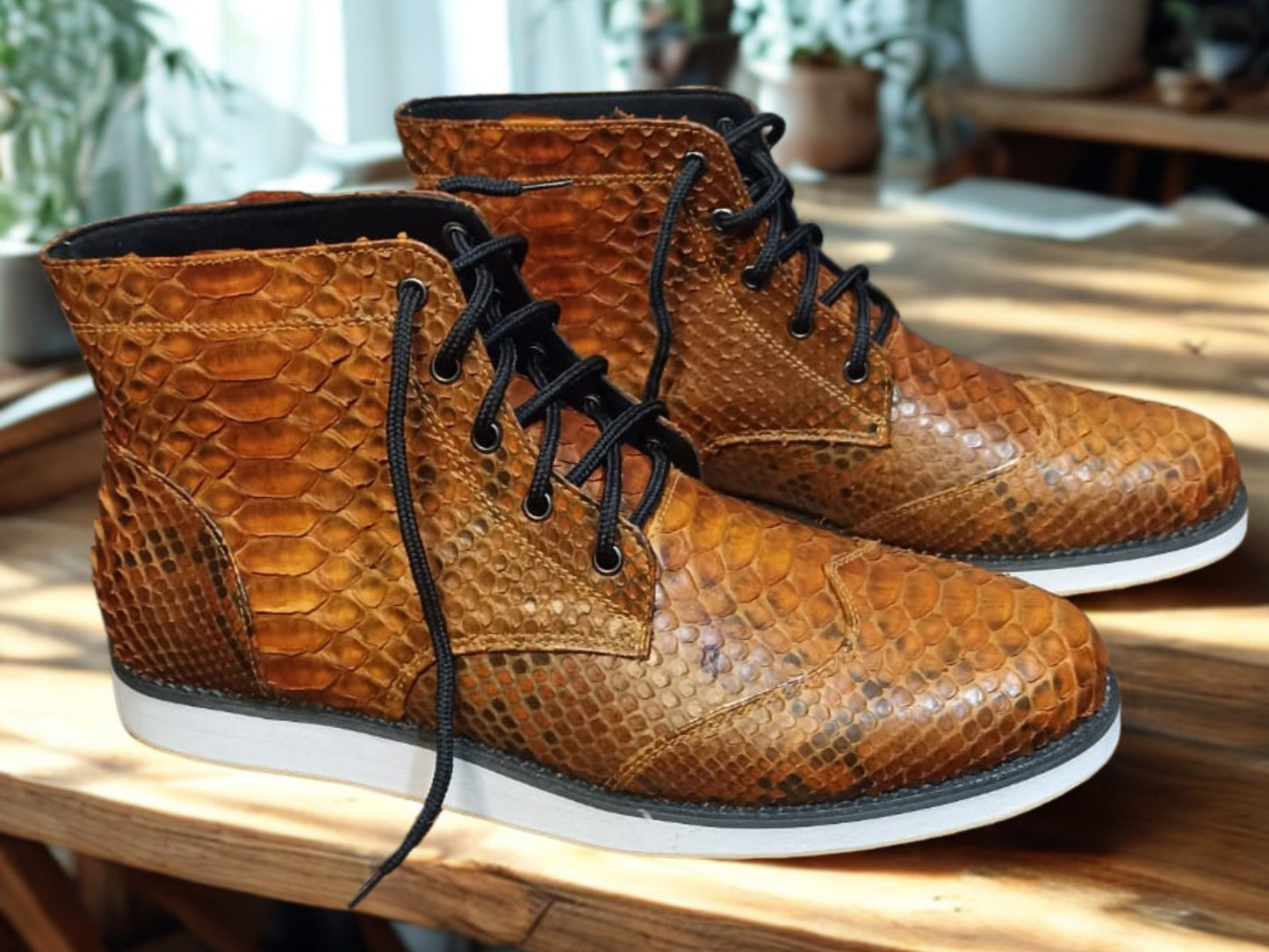 Brown Snakeskin Boots - 4