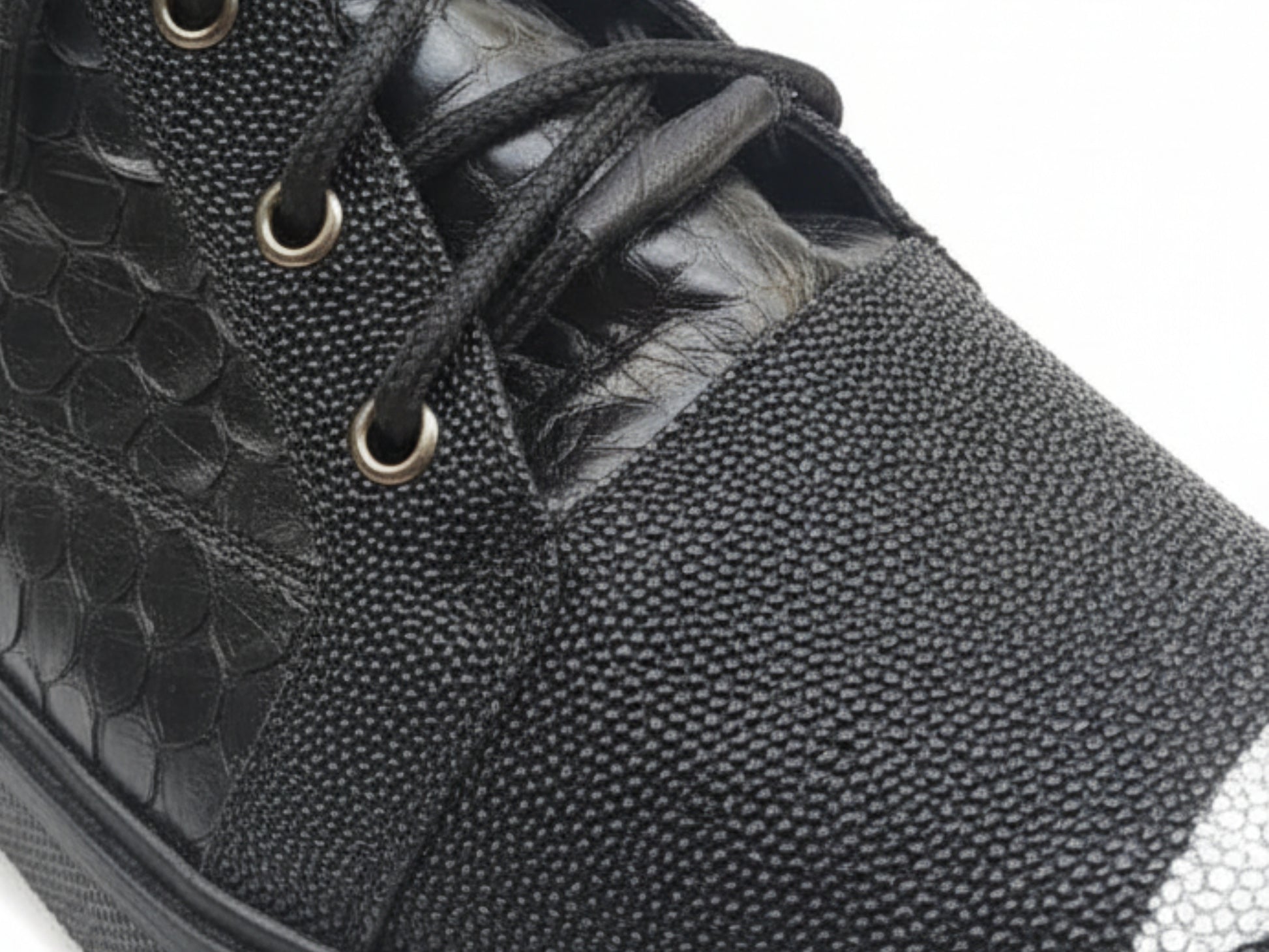 Genuine Python & Stingray Leather Boots: Black Exotic Snakeskin Unisex Combat Boots