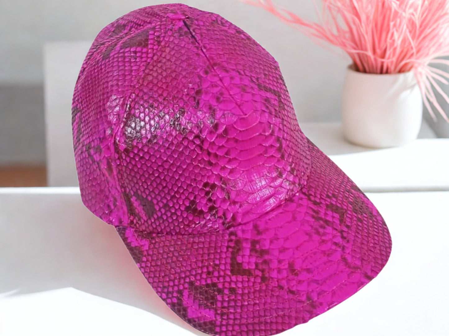 Snakeskin Trucker Hats - Pink