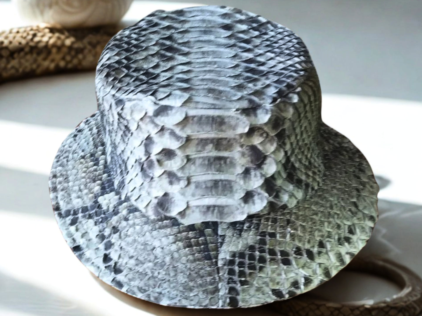 snakeskin bucket hat - gray color