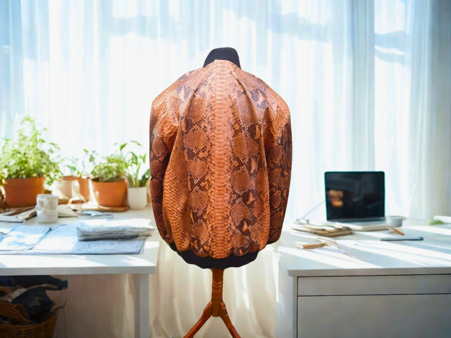 Brown Bomber Leather Jacket - 4
