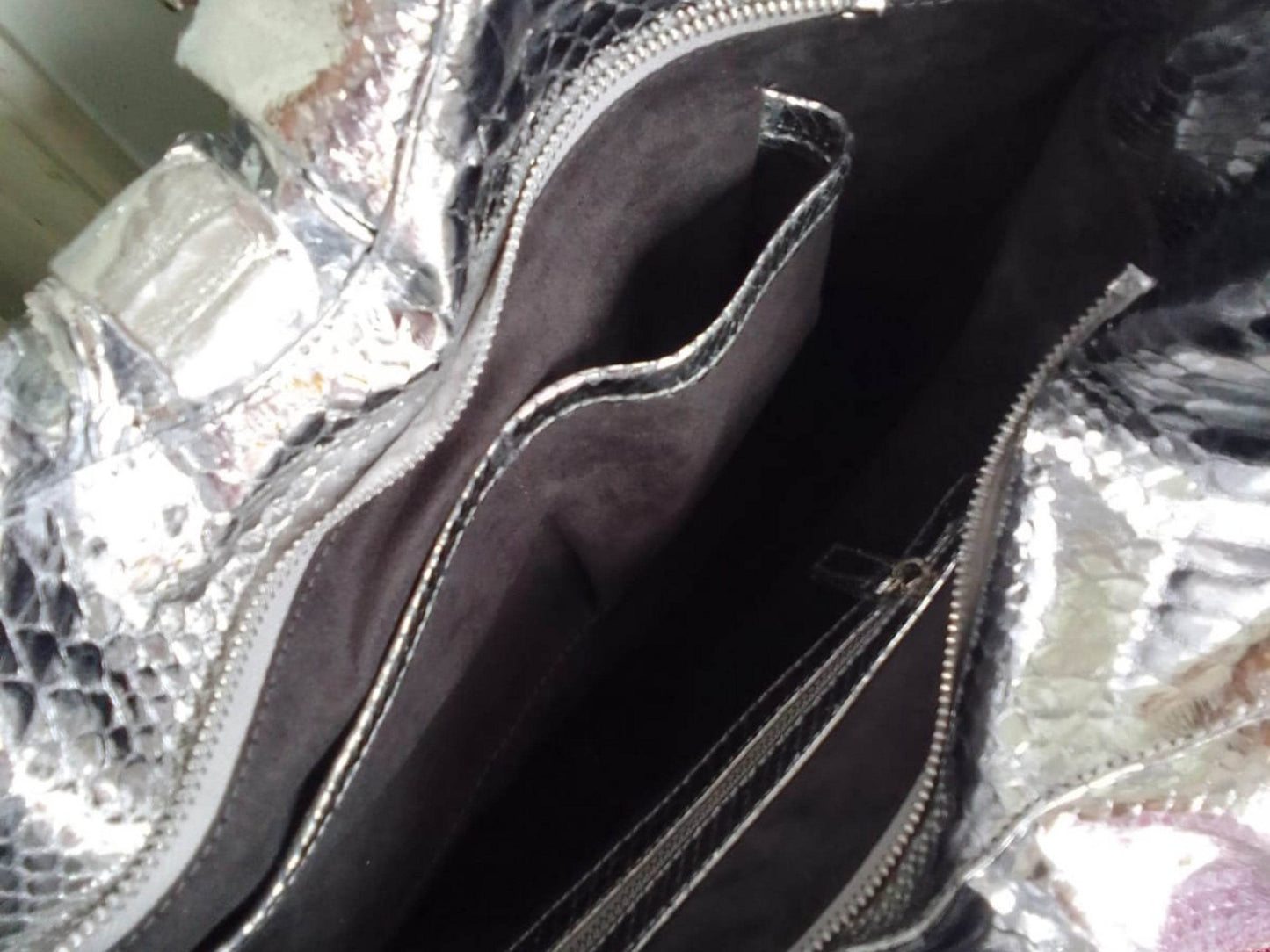Metallic Silver Snakeskin Hobo Bag - LFM Fashion