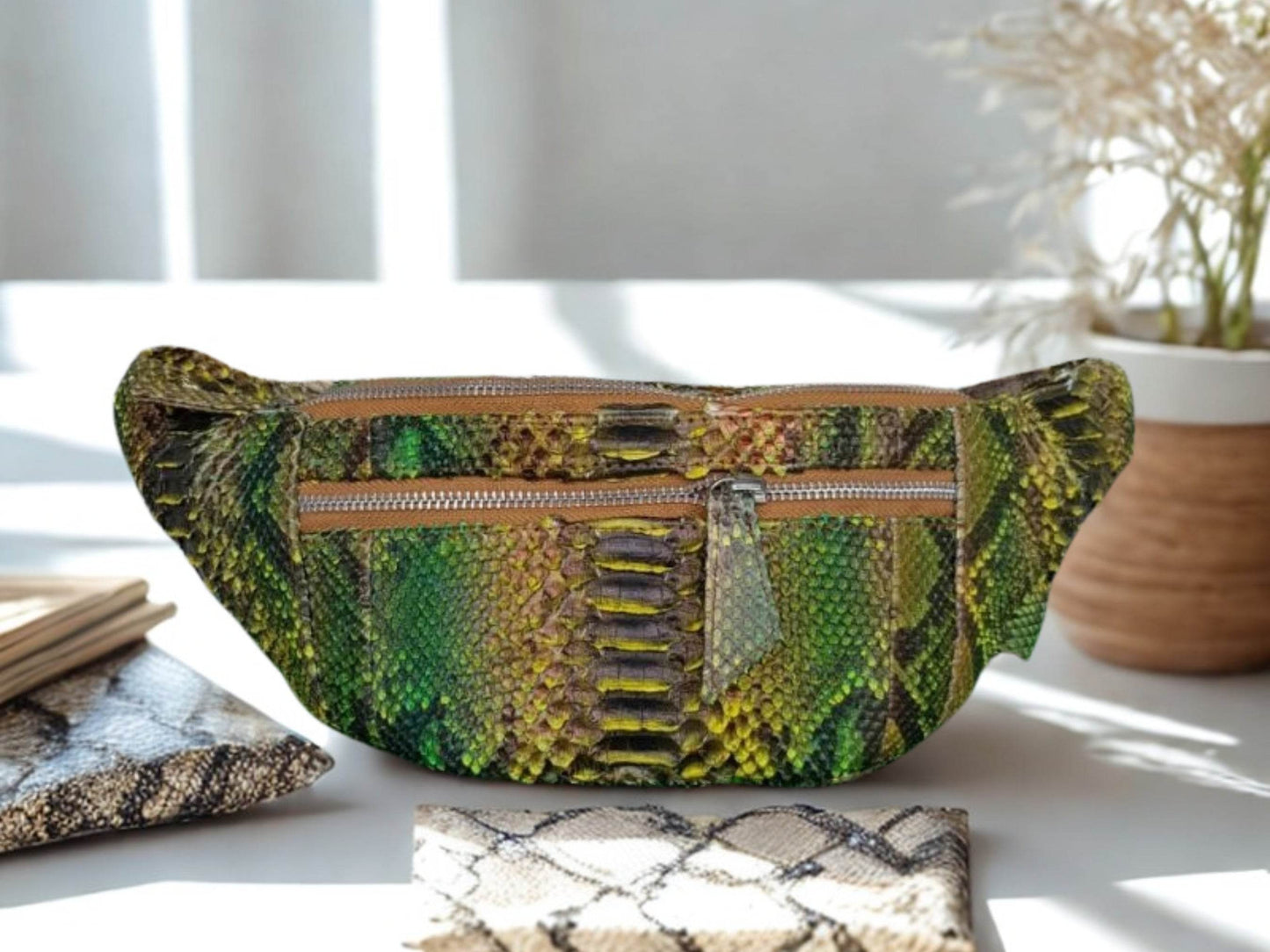 Python Snakeskin Men's Waist Cross Bag - LFM Fashion