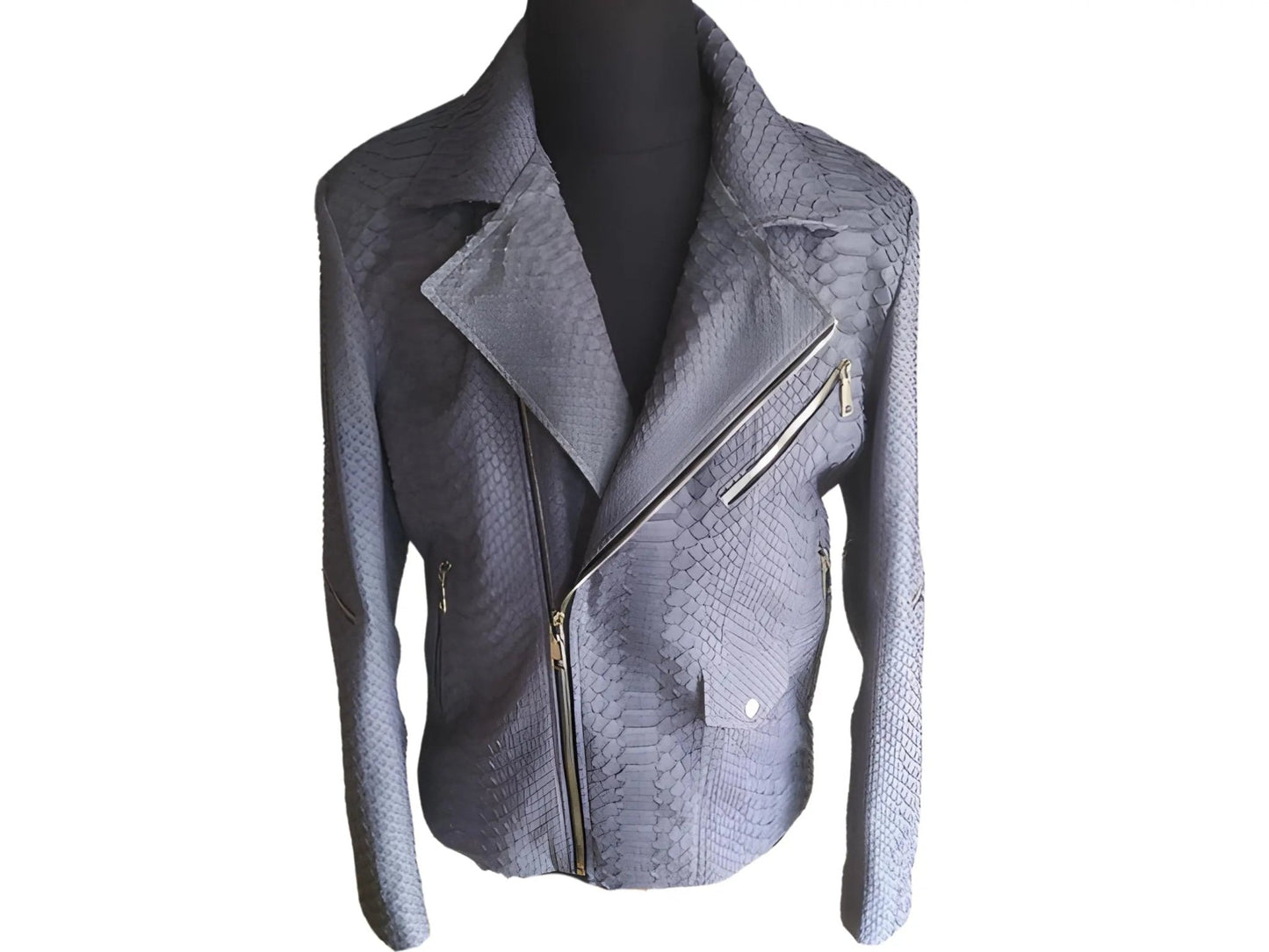 Amethyst Smoke Snakeskin Leather Jacket - Python Jacket by LFM Fashion