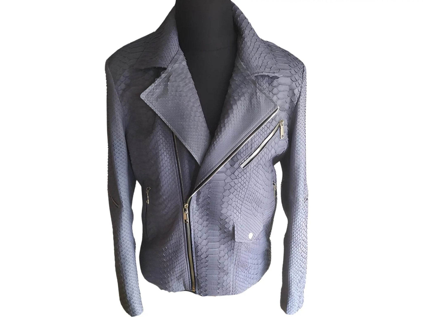 Amethyst Smoke Snakeskin Leather Jacket - LFM Fashion