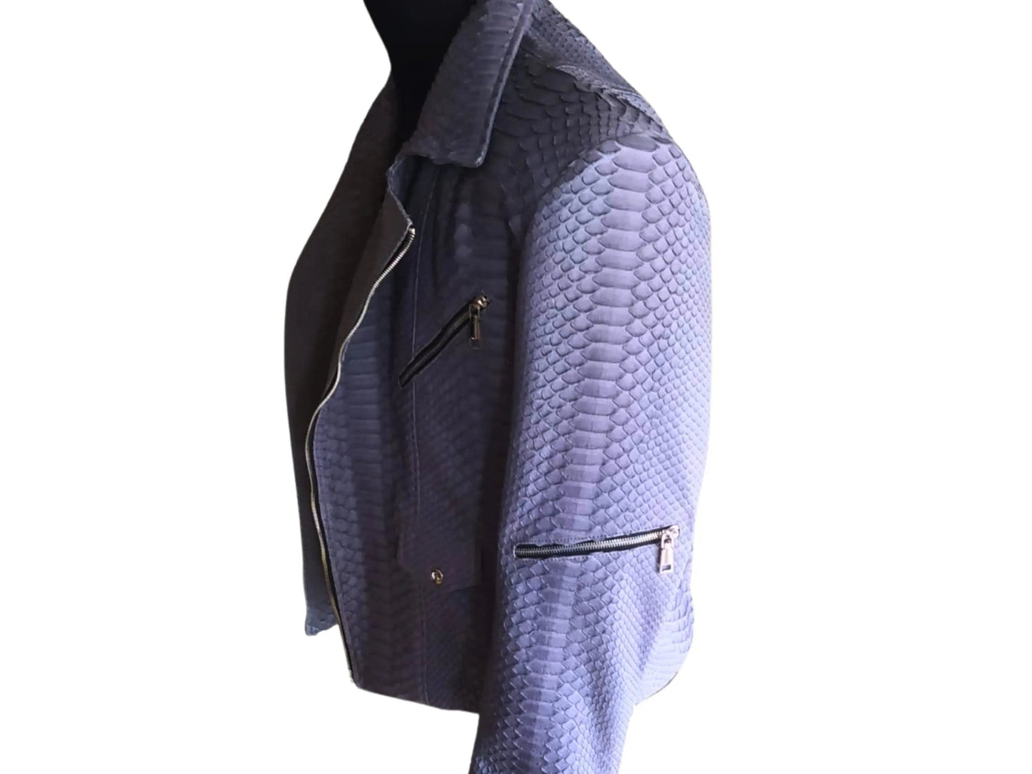 Amethyst Smoke Snakeskin Leather Jacket - Python Jacket by LFM Fashion