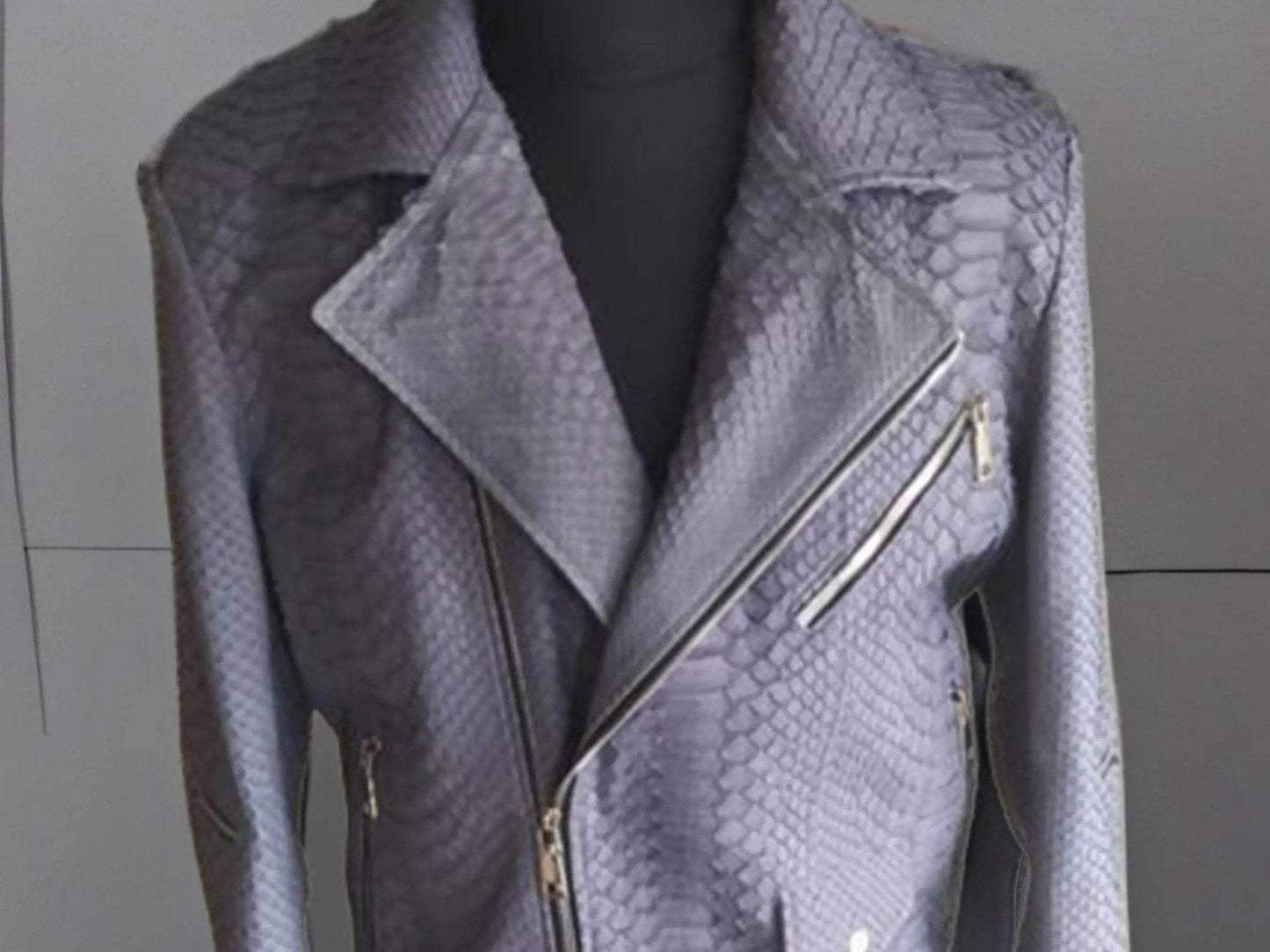 Amethyst Smoke Snakeskin Leather Jacket - LFM Fashion