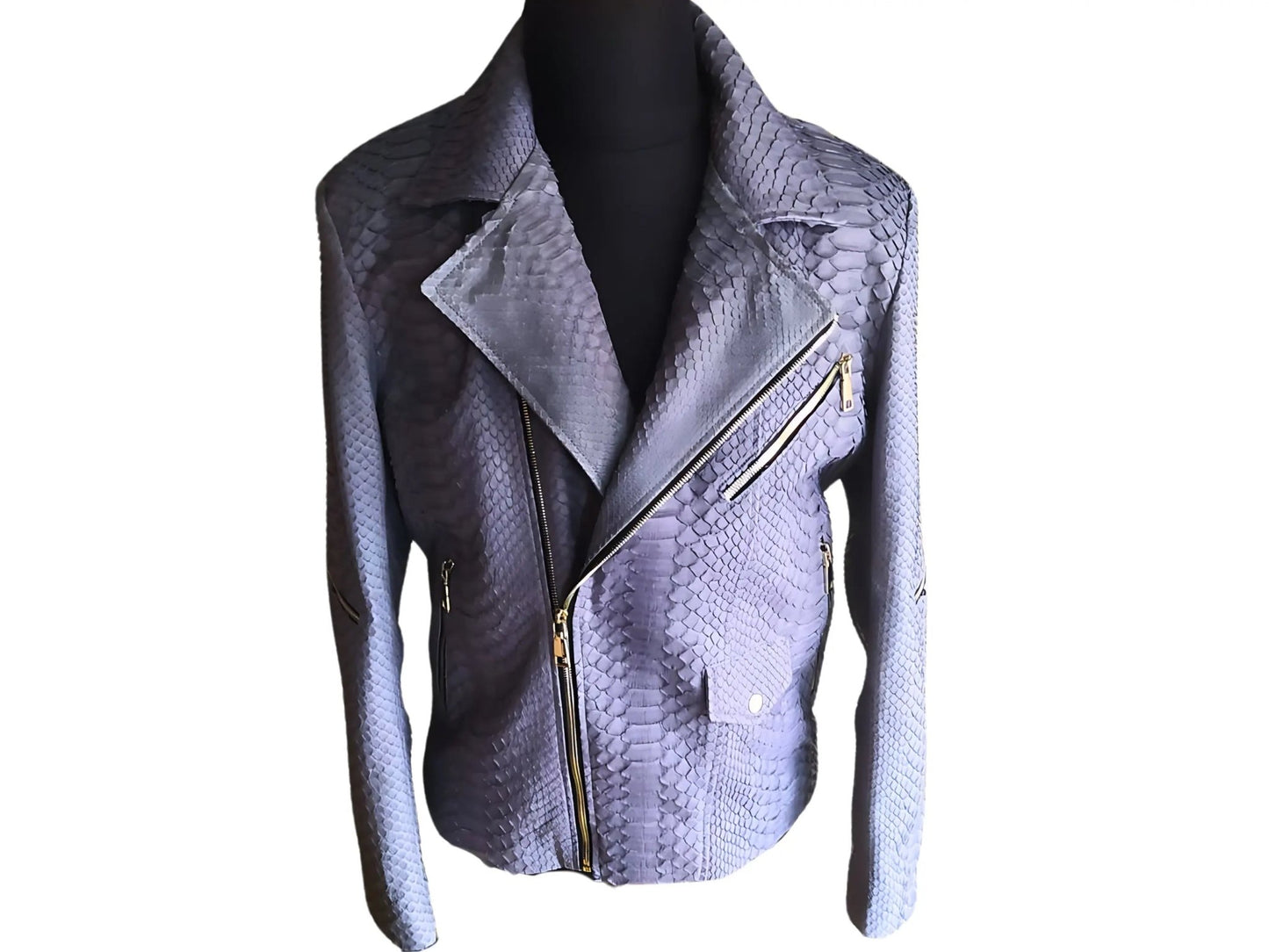 Amethyst Smoke Snakeskin Leather Jacket - Python Jacket by LFM Fashion