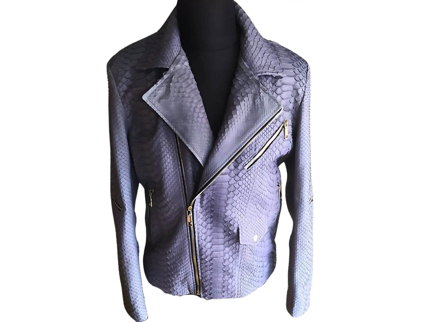 Amethyst Smoke Snakeskin Leather Jacket - LFM Fashion