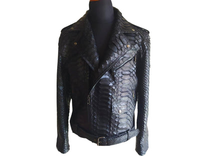 Men Jacket Biker Leather Jacket Python Jacket by LFM Fashion