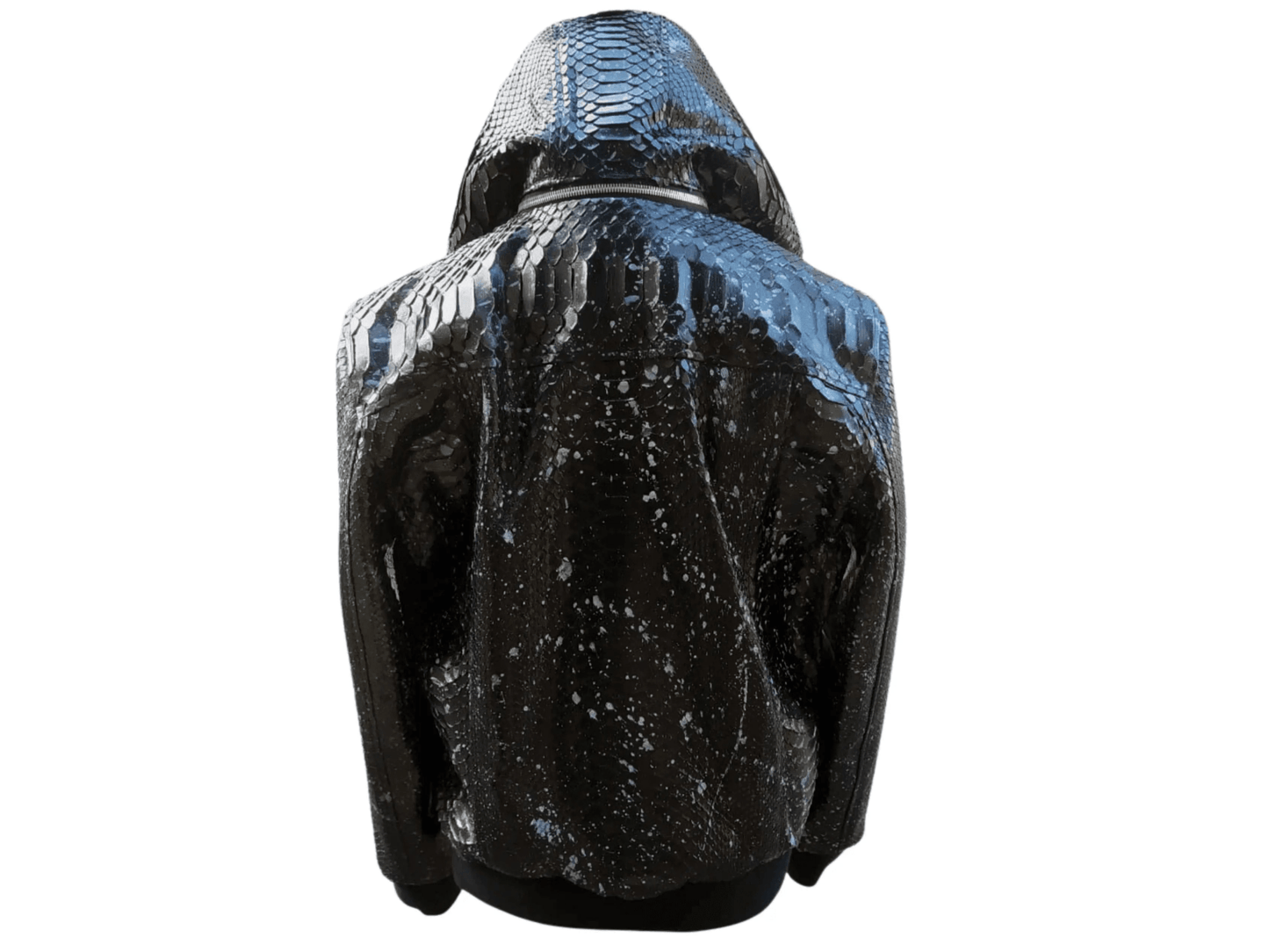 Black Hoodie Snakeskin Jacket - Python Jacket by LFM Fashion