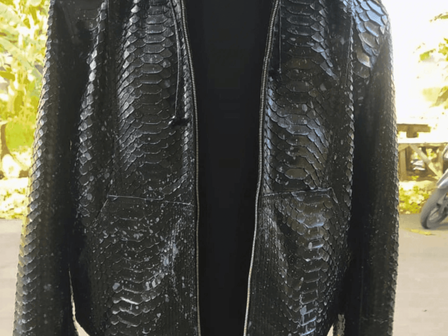 Black Hoodie Snakeskin Jacket - Python Jacket by LFM Fashion