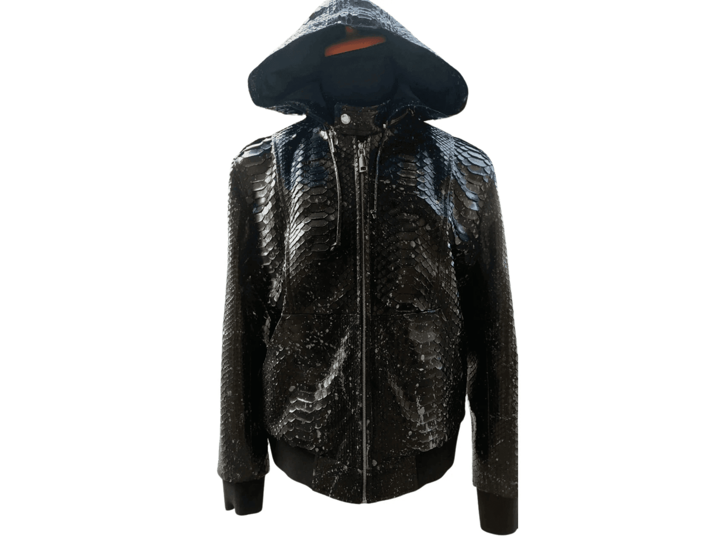 Black Hoodie Snakeskin Jacket - LFM Fashion
