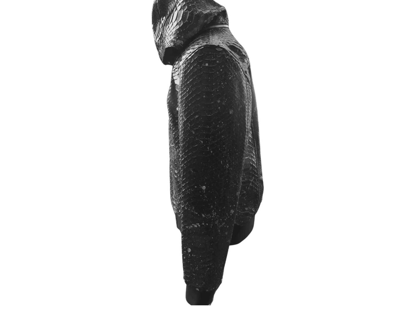 Black Hoodie Snakeskin Jacket - Python Jacket by LFM Fashion