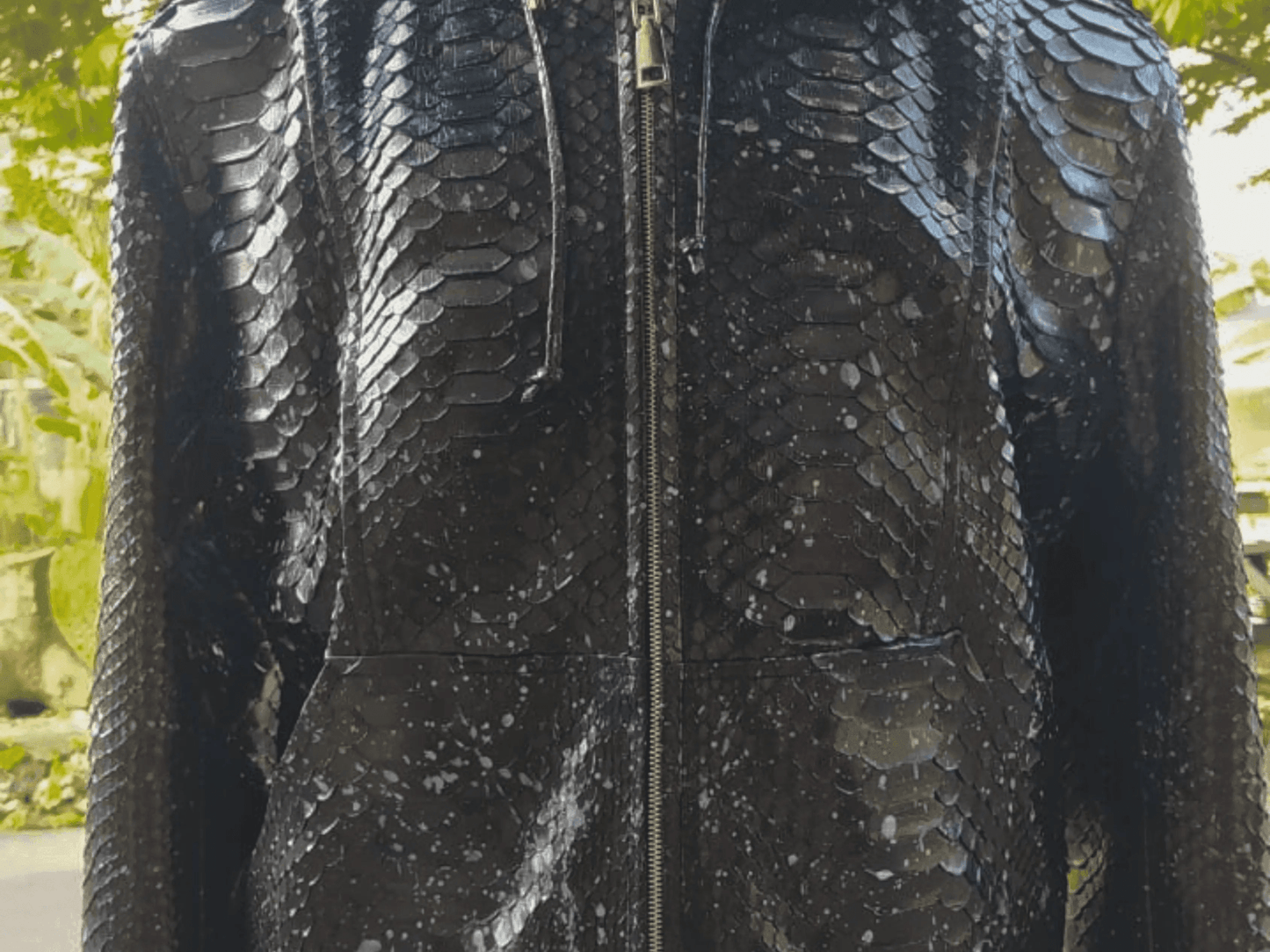 Black Hoodie Snakeskin Jacket - Python Jacket by LFM Fashion