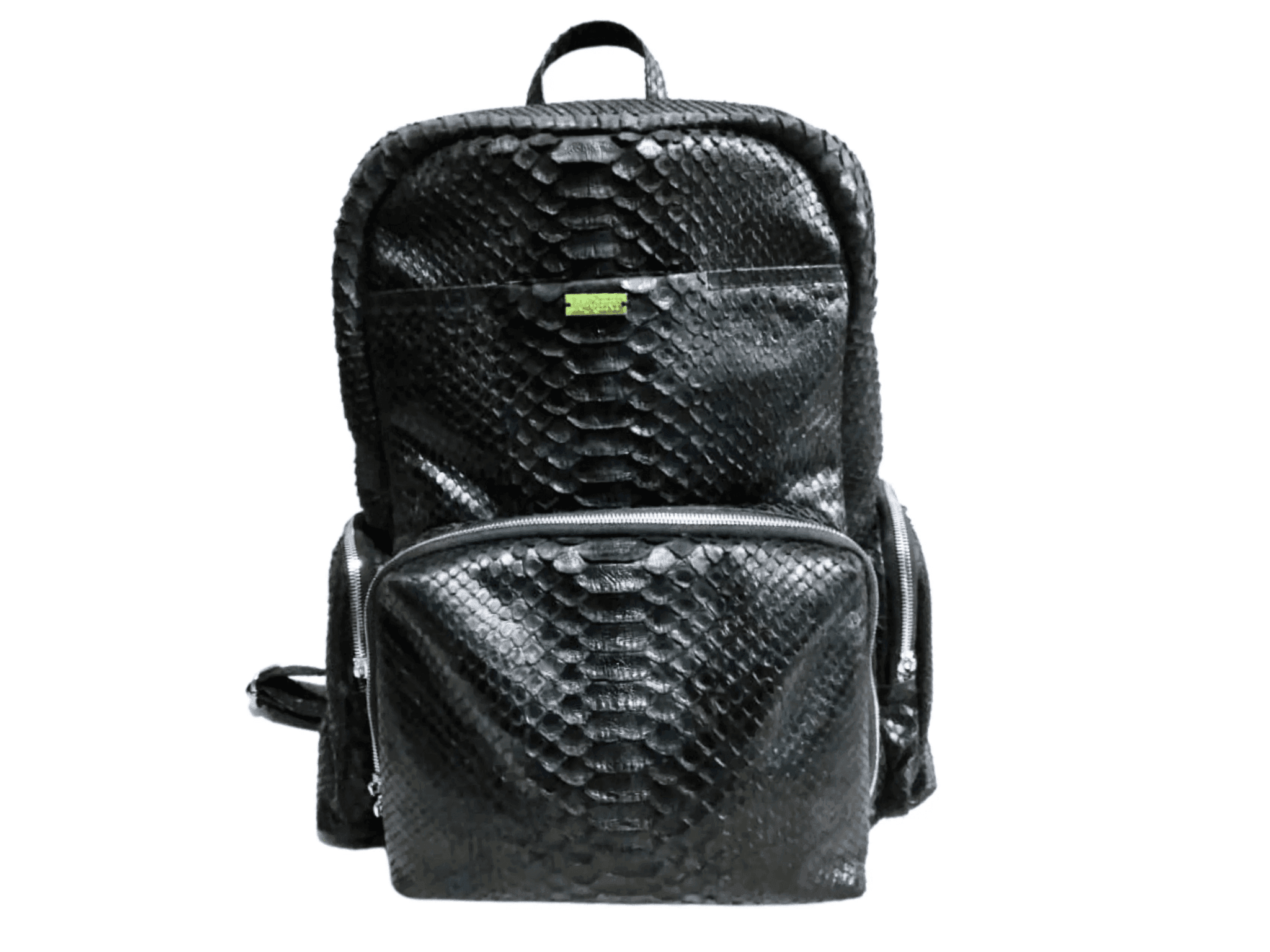 Black Snakeskin Backpack by LFM Fashion