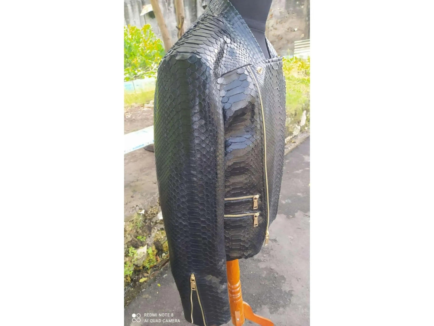Black Snakeskin Leather Jacket Mens Outfit - Python Jacket by LFM Fashion