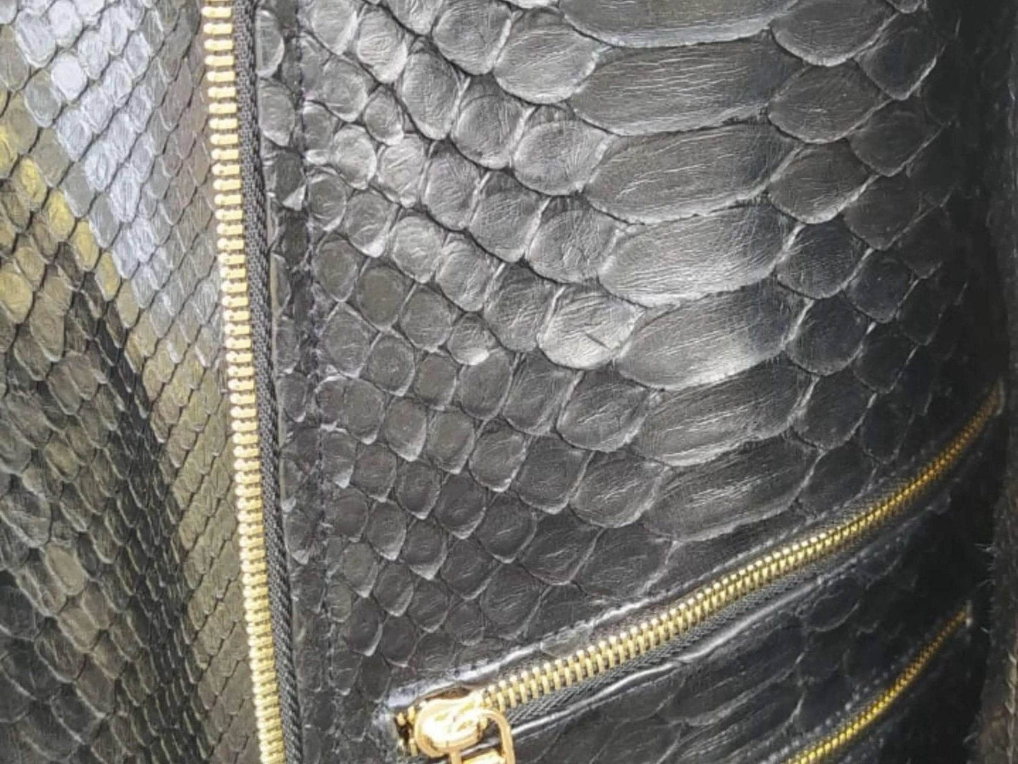 Black Snakeskin Leather Jacket Mens Outfit - LFM Fashion