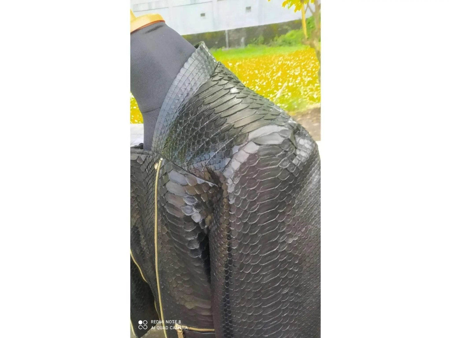 Black Snakeskin Leather Jacket Mens Outfit - LFM Fashion