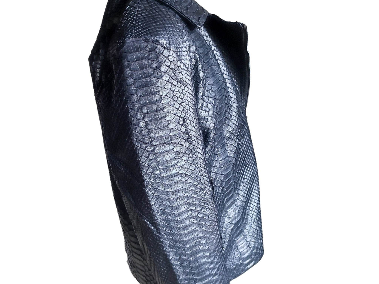 Black Snakeskin Motorcycle Leather Jacket - LFM Fashion