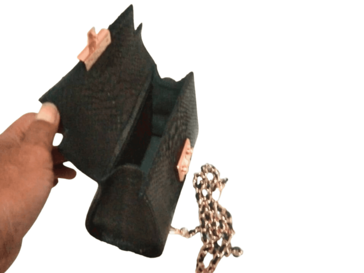 Black Snakeskin Purse Chain Strap - Python Jacket by LFM Fashion