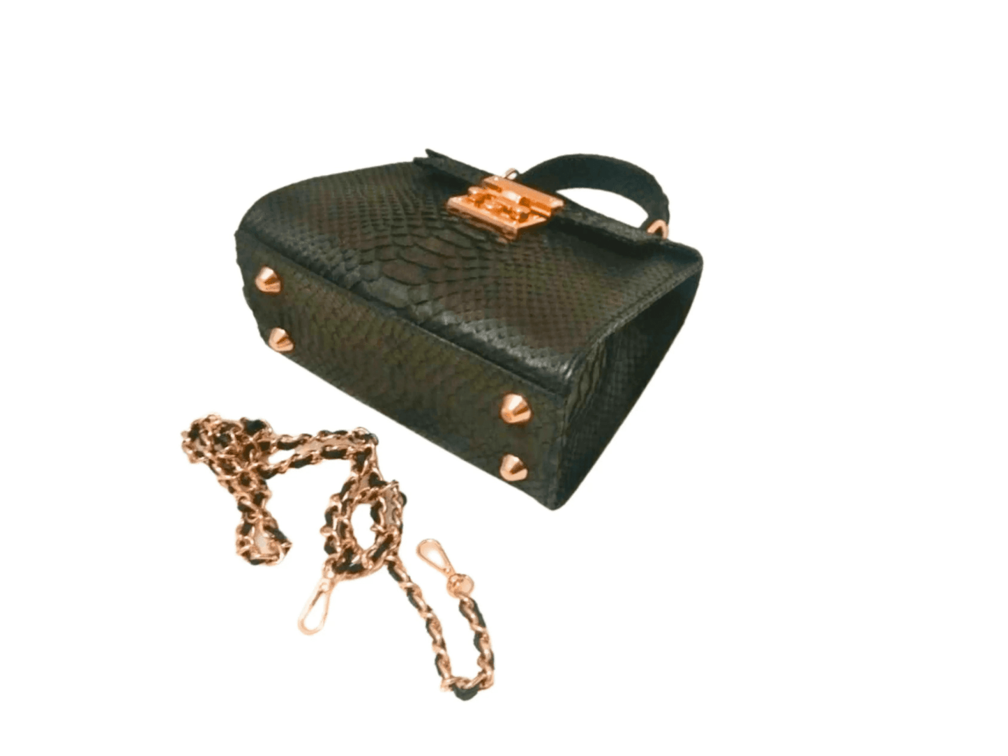 Black Snakeskin Purse Chain Strap - Python Jacket by LFM Fashion