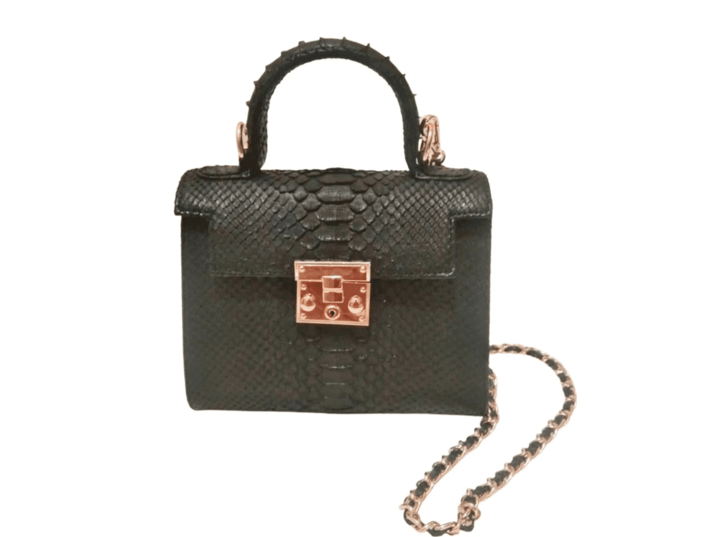 Black Snakeskin Purse Chain Strap - Python Jacket by LFM Fashion