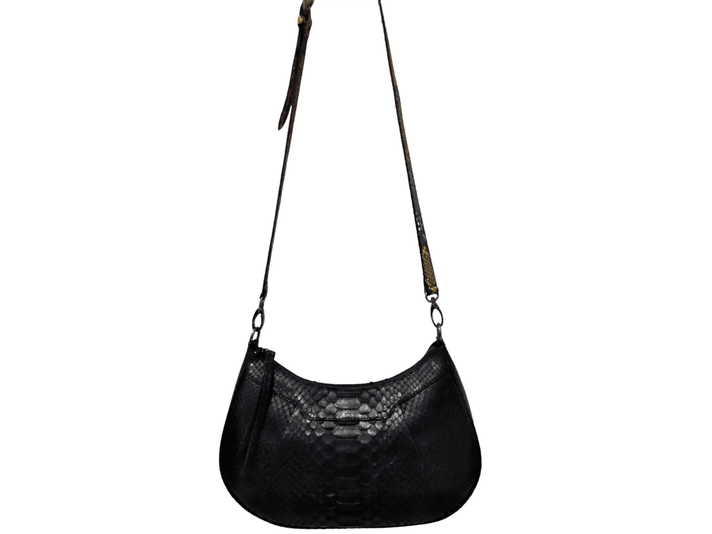 Black Snakeskin Shoulder Crossbody Bag - LFM Fashion